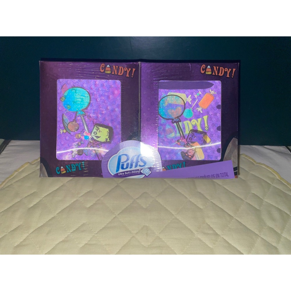 Vintage Puffs Halloween Tissues 2 Pack Frankenstein Candy I Love Candy Sealed